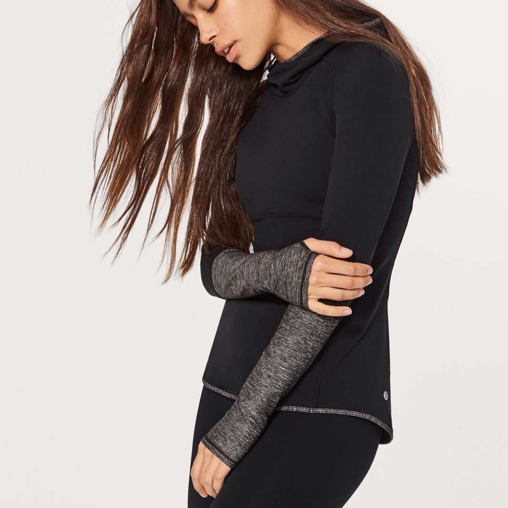 LULULEMON Shape Up Pullover Black Grey Align Top Nulu Long Sleeve Top Shirt 4